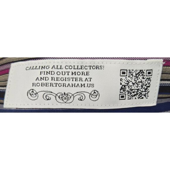 Robert Graham Multicolor Striped Flip-Cuff Long Sleeve Men's Collared Shirt 4XLT - Picture 6 of 8